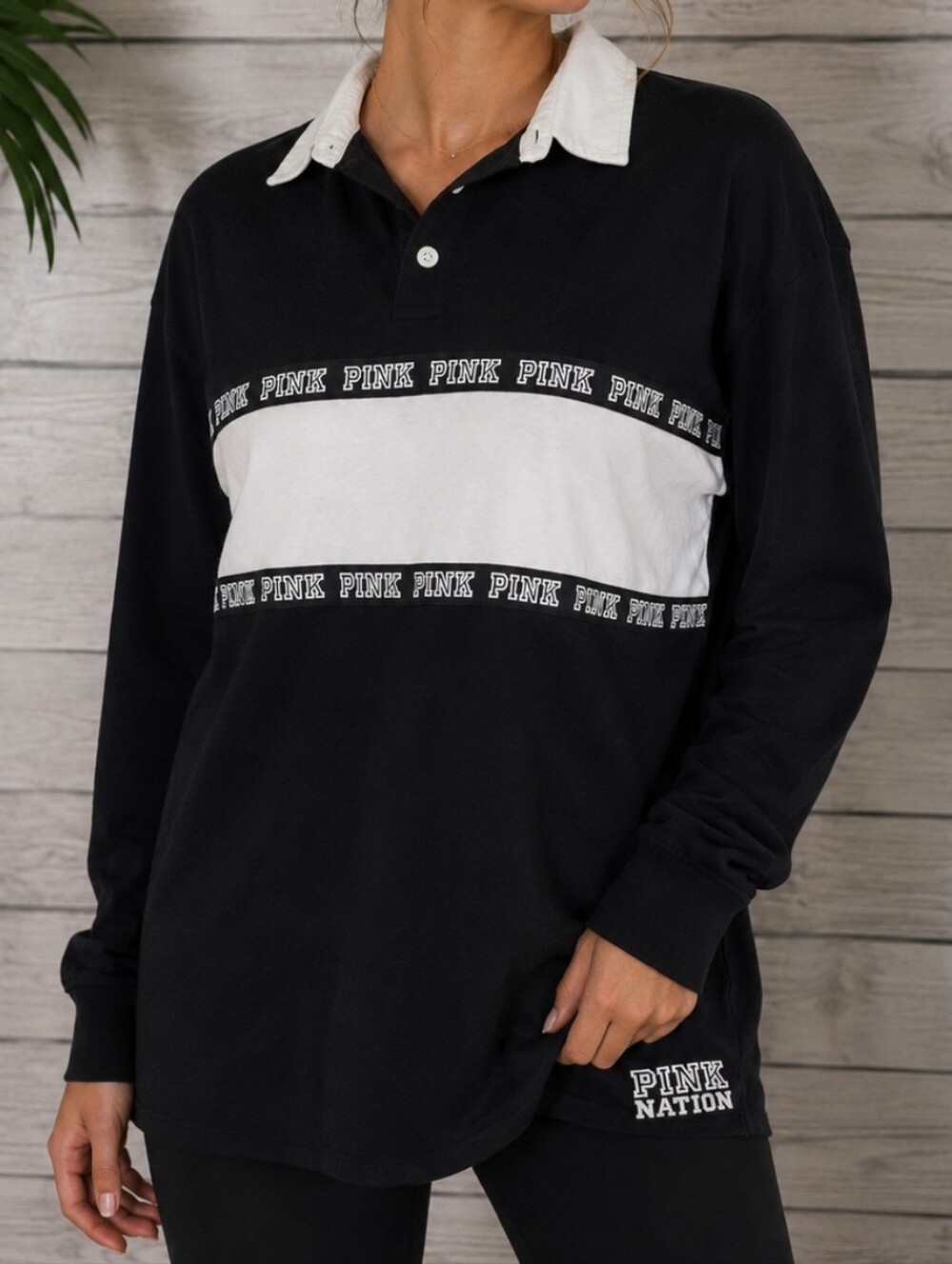 VS Pink Nation Rugby Long Sleeve size XS